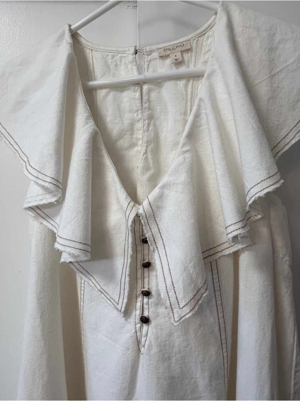 Pilcro Ruffle V-Neck Shift Dress Anthropologie size S (fits larger) - Picture 5 of 10